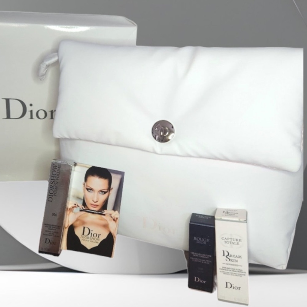 Dior Pillow Pouch Cosmetic Bag Diorshow Mascara Black Rouge 999 Dreamskin